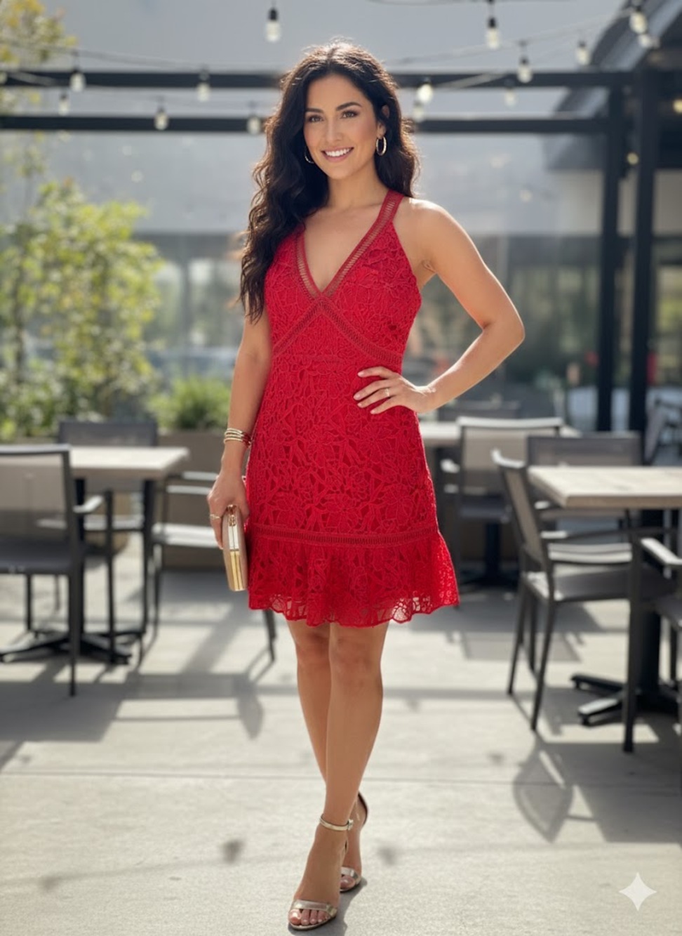 Revolve ASTR The Label High Neck Lace Dress Red Size Small